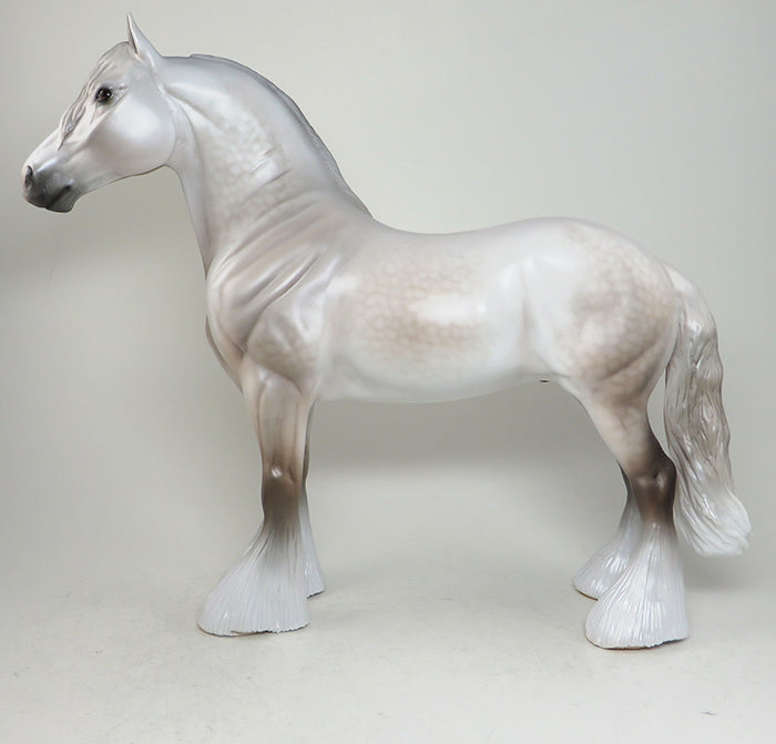 GEE WILICKERS-OOAK DAPPLE ROSE GREY STANDING DRAFTER MODEL HORSE 5/12