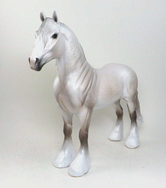 GEE WILICKERS-OOAK DAPPLE ROSE GREY STANDING DRAFTER MODEL HORSE 5/12