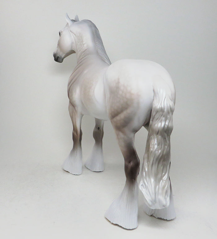 GEE WILICKERS-OOAK DAPPLE ROSE GREY STANDING DRAFTER MODEL HORSE 5/12