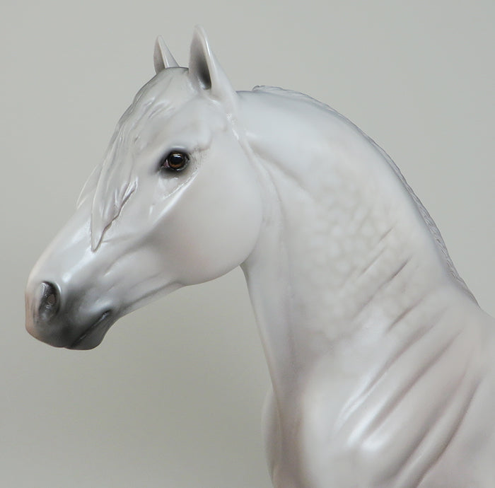 GEE WILICKERS-OOAK DAPPLE ROSE GREY STANDING DRAFTER MODEL HORSE 5/12