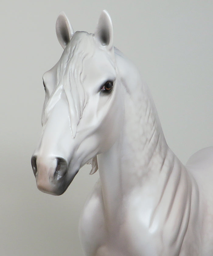 GEE WILICKERS-OOAK DAPPLE ROSE GREY STANDING DRAFTER MODEL HORSE 5/12