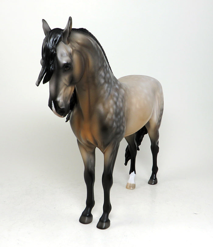 READY SET SHOW-OOAK STAR DAPPLE BUCKSKIN ANDALUSIAN STALLION MODEL HORSE 5/13