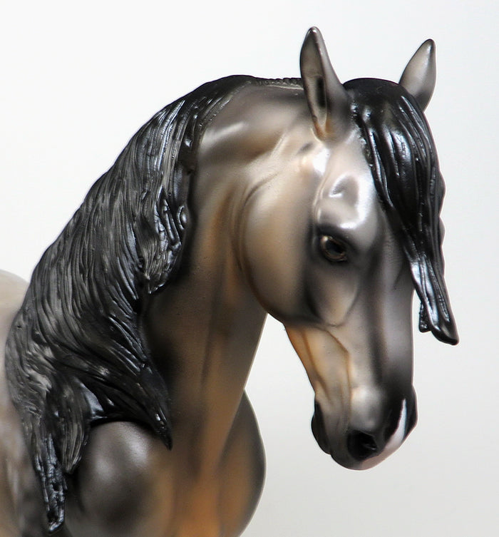 READY SET SHOW-OOAK STAR DAPPLE BUCKSKIN ANDALUSIAN STALLION MODEL HORSE 5/13