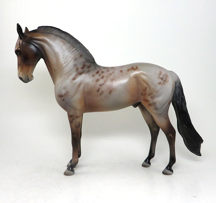 SHOW TIME-OOAK BAY ROAN LONG MANE ANDALUSIAN STALLION MODEL HORSE 5/13