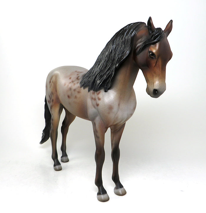 SHOW TIME-OOAK BAY ROAN LONG MANE ANDALUSIAN STALLION MODEL HORSE 5/13