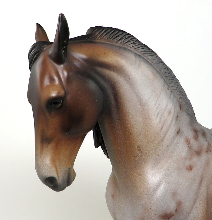 SHOW TIME-OOAK BAY ROAN LONG MANE ANDALUSIAN STALLION MODEL HORSE 5/13