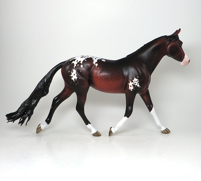 BRITE SOX-OOAK BLOOD BAY ETCHED APPALOOSA PALOUSE MODEL HORSE BY SHERYL LEISURE 5/13