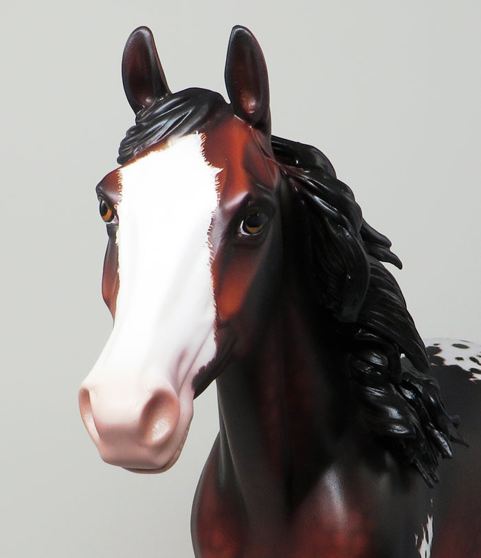 BRITE SOX-OOAK BLOOD BAY ETCHED APPALOOSA PALOUSE MODEL HORSE BY SHERYL LEISURE 5/13