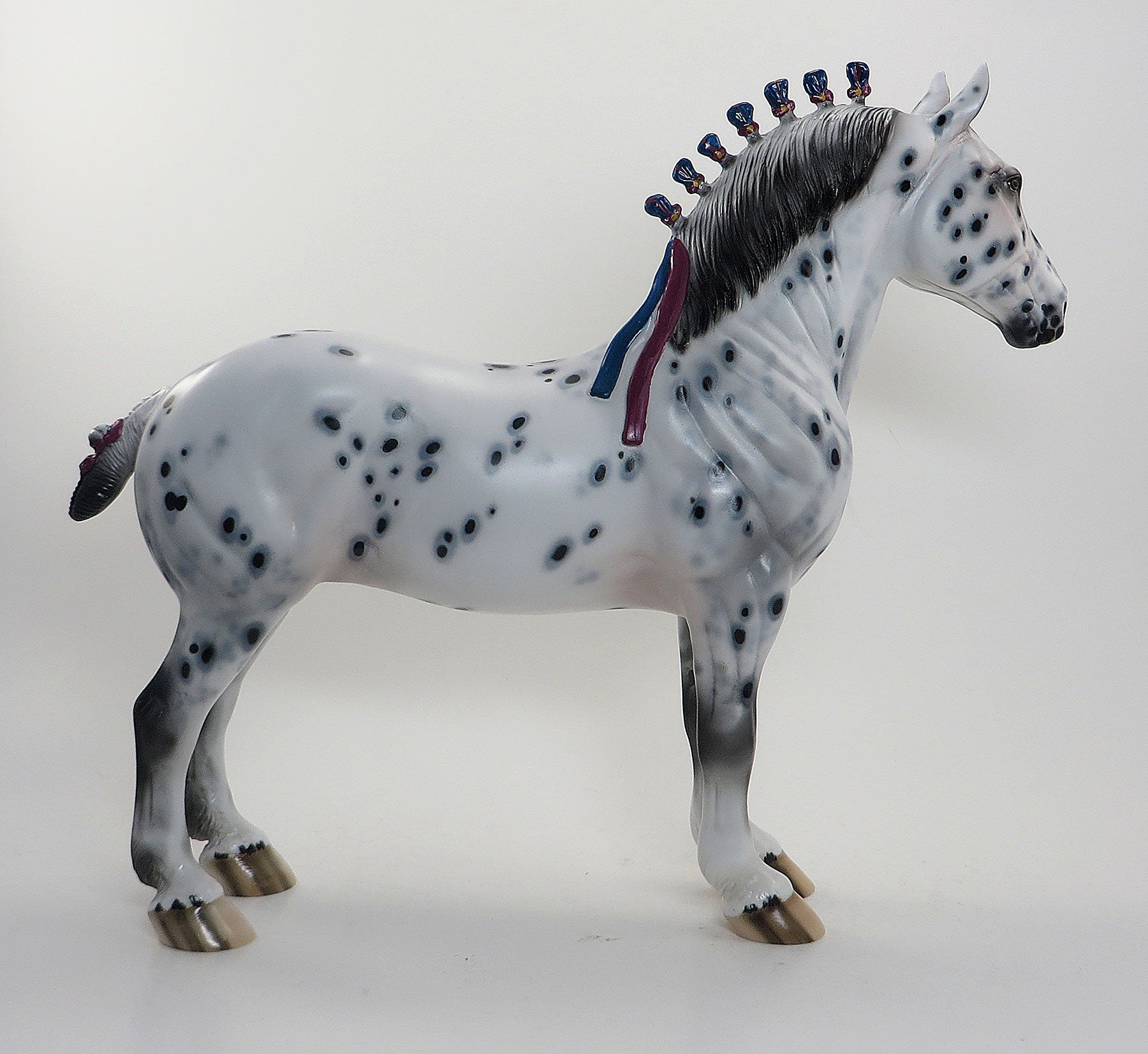 ADVENTURE TIME - OOAK Appaloosa Standing Drafter with Pink &amp; Blue Ribbons - 8/14