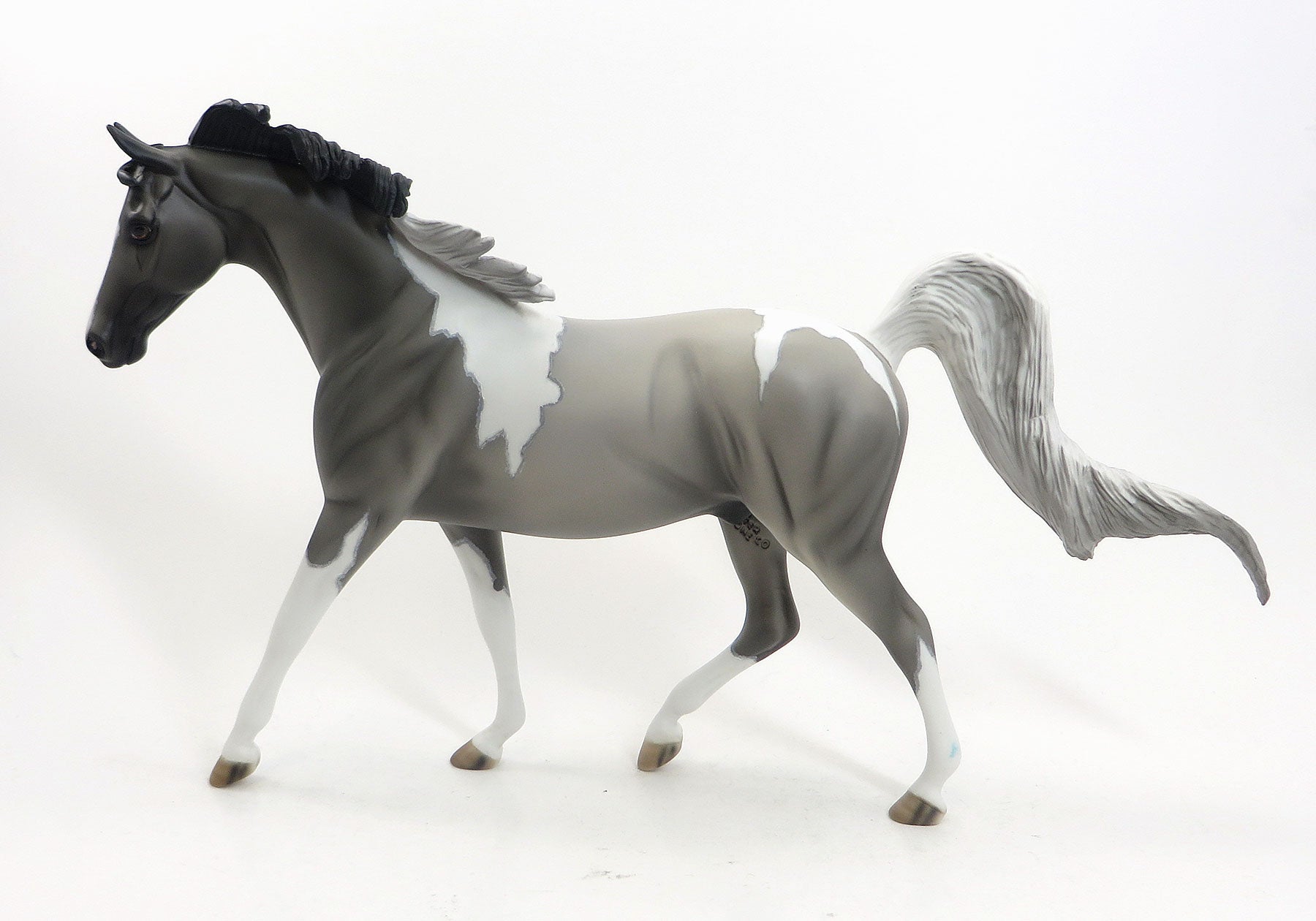 BOOBAFINE - OOAK Grey Pinto Pony Signed and Painted By Allen 8/14