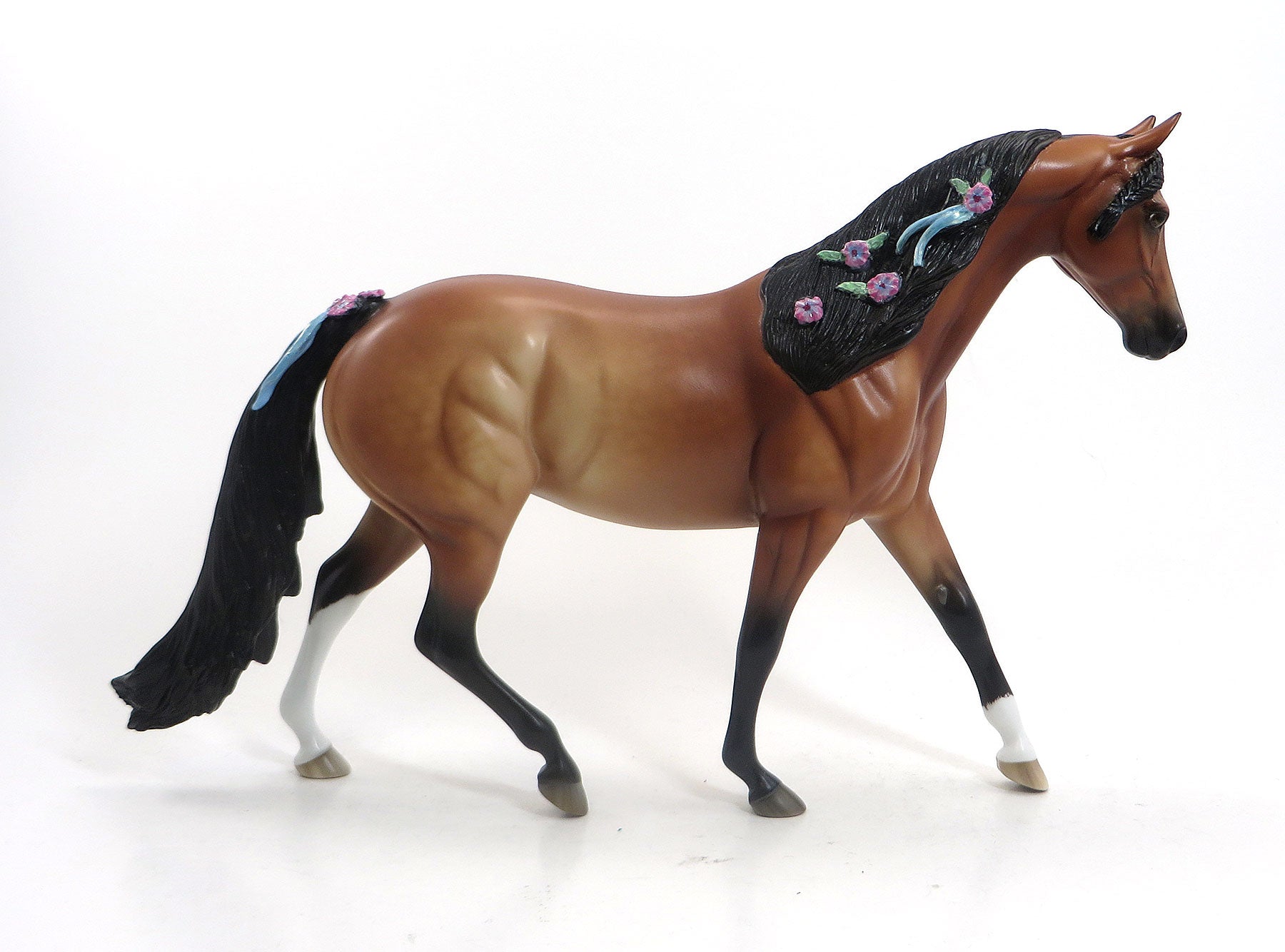 PRETTY BABY - OOAK Dapple Bay Pony with Flowers by Sheryl Leisure - 5/15