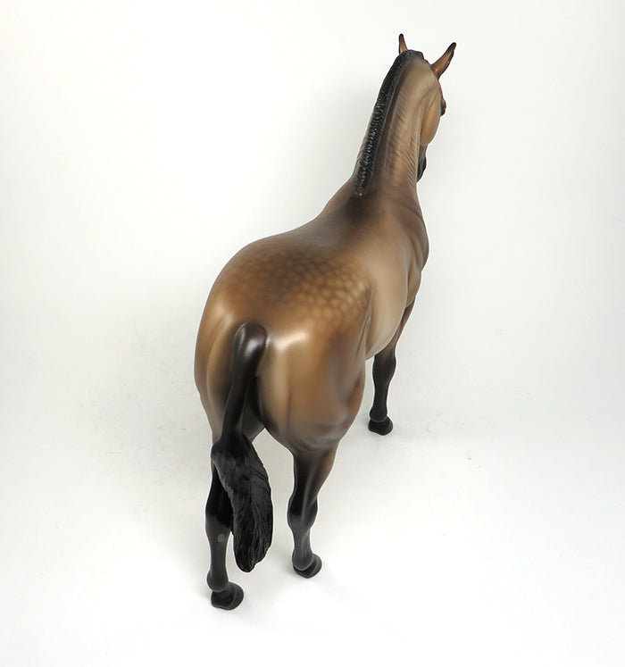 DAMA DE ORO-OOAK BUCKSKIN SHAVED TAIL MARE ANDALUSIAN MODEL HORSE 5/20