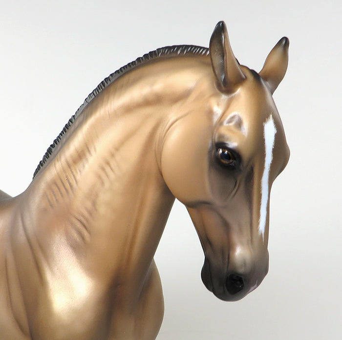 DAMA DE ORO-OOAK BUCKSKIN SHAVED TAIL MARE ANDALUSIAN MODEL HORSE 5/20