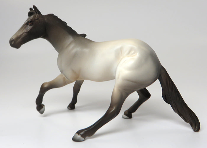 BLUEZ-OOAK BLUE ROAN CUTTER AND CALF MODEL HORSE BY KAREN DIETRICH