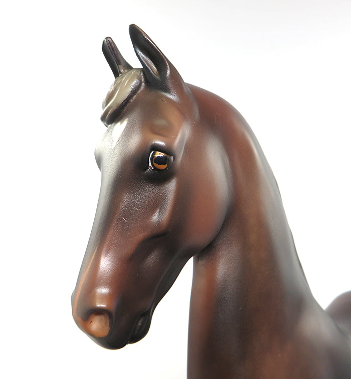 VIXEN-OOAK SILVER CHESTNUT SADDLEBRED MODEL HORSE BY KAREN DIETRICH 6/10