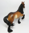 ICE T-OOAK REVERSE DAPPLE BAY TROTTING DRAFTER MODEL HORSE BY SHERYL LEISURE 4/12