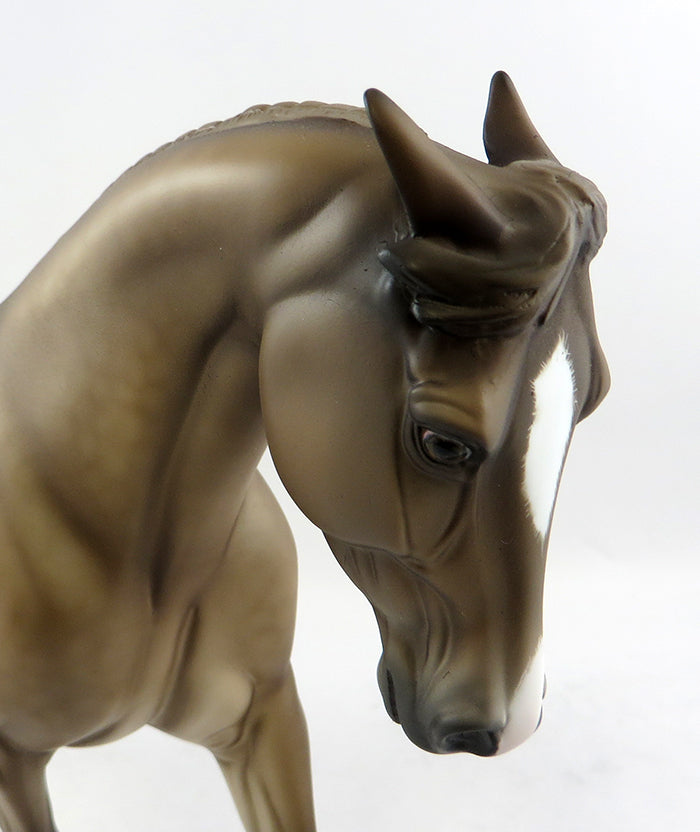 DUKE OF EARL-OOAK BUCKSKIN PINNED EAR THOROUGHBRED MODEL HORSE BY SHERYL LEISURE 11/18/16
