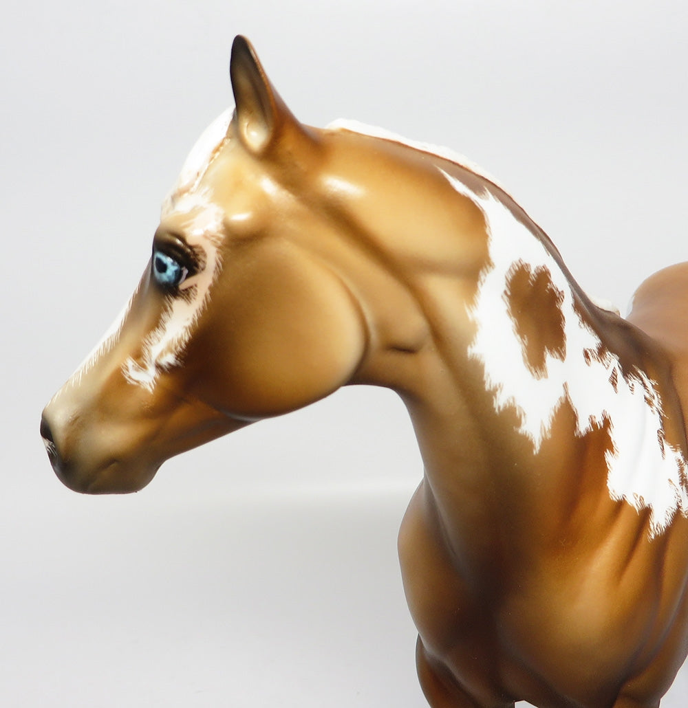 SIR DID IT-OOAK ETCHED CUSTOMIZED PALOMINO PAINT ISH MODEL HORSE 10/24