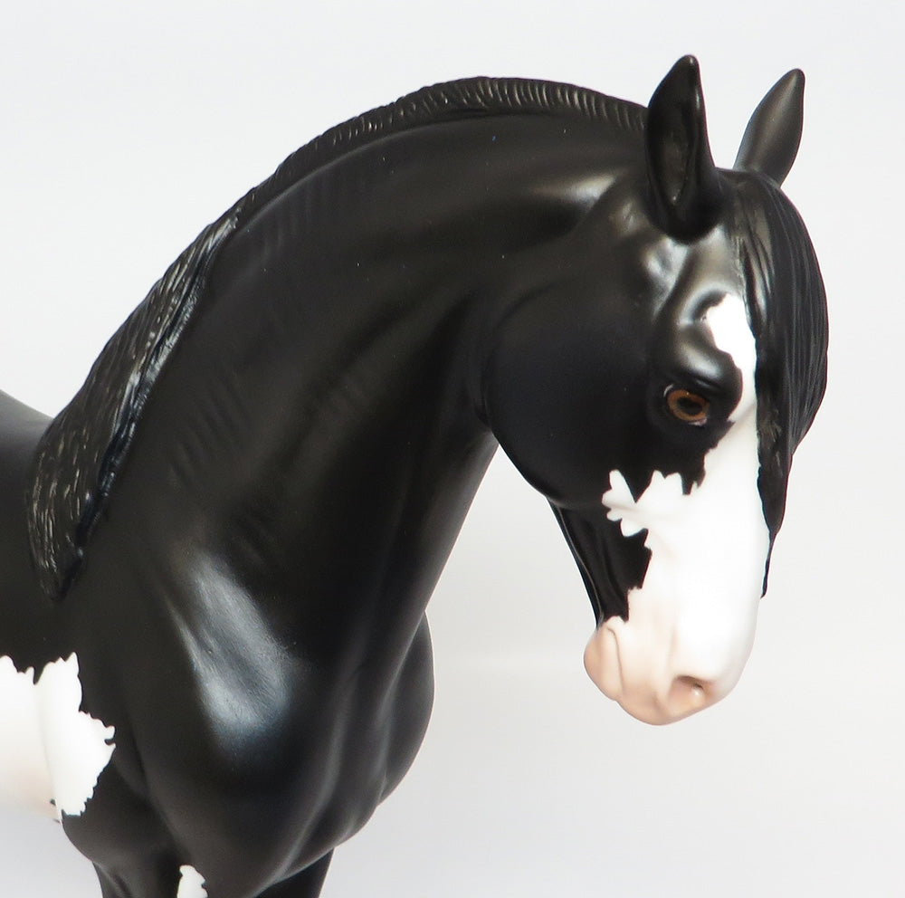 NOIR~LE-6 BLACK AND WHITE PINTO ANDALUSIAN MODEL HORSE 10/19/17