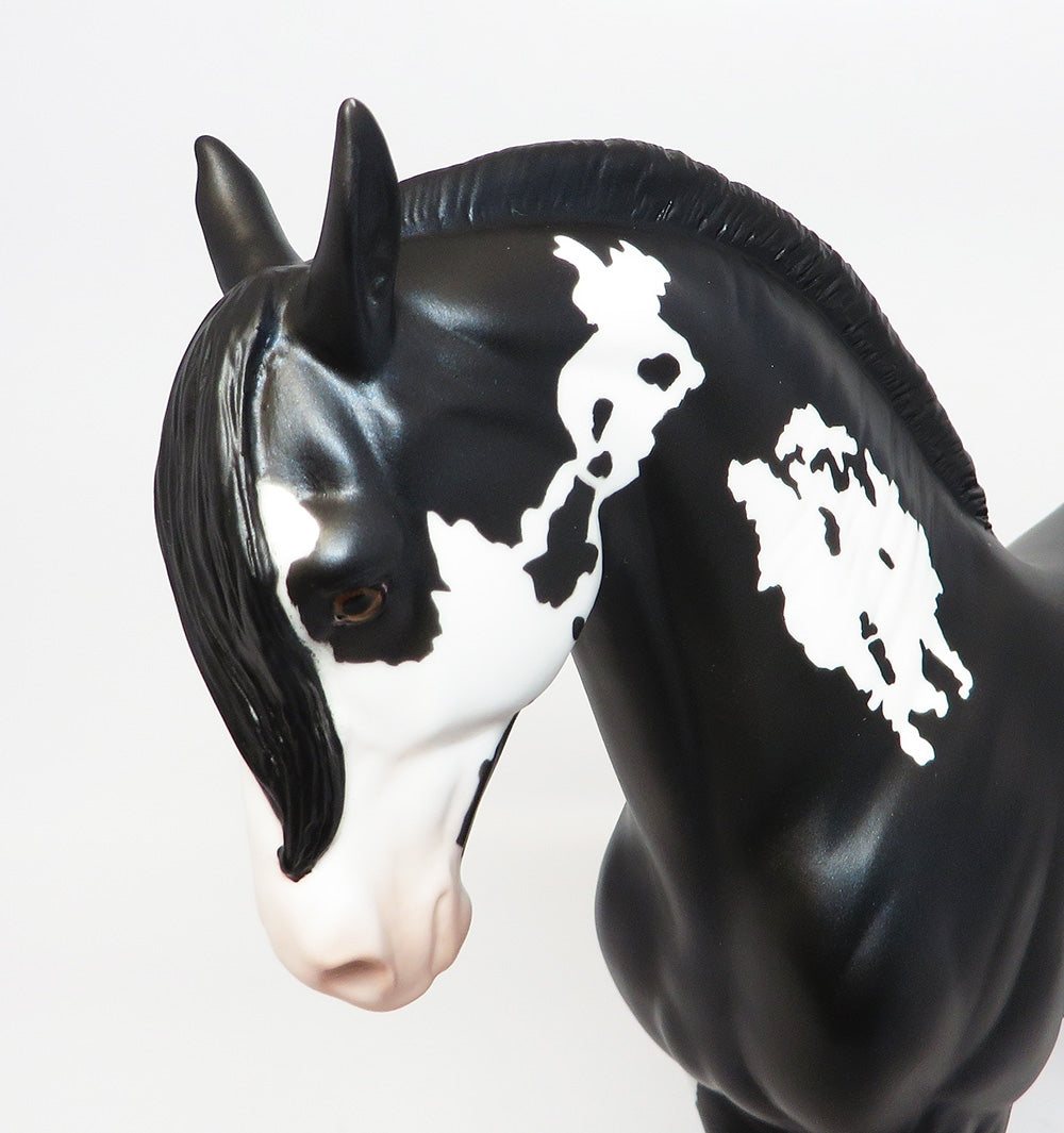 NOIR~LE-6 BLACK AND WHITE PINTO ANDALUSIAN MODEL HORSE 10/19/17