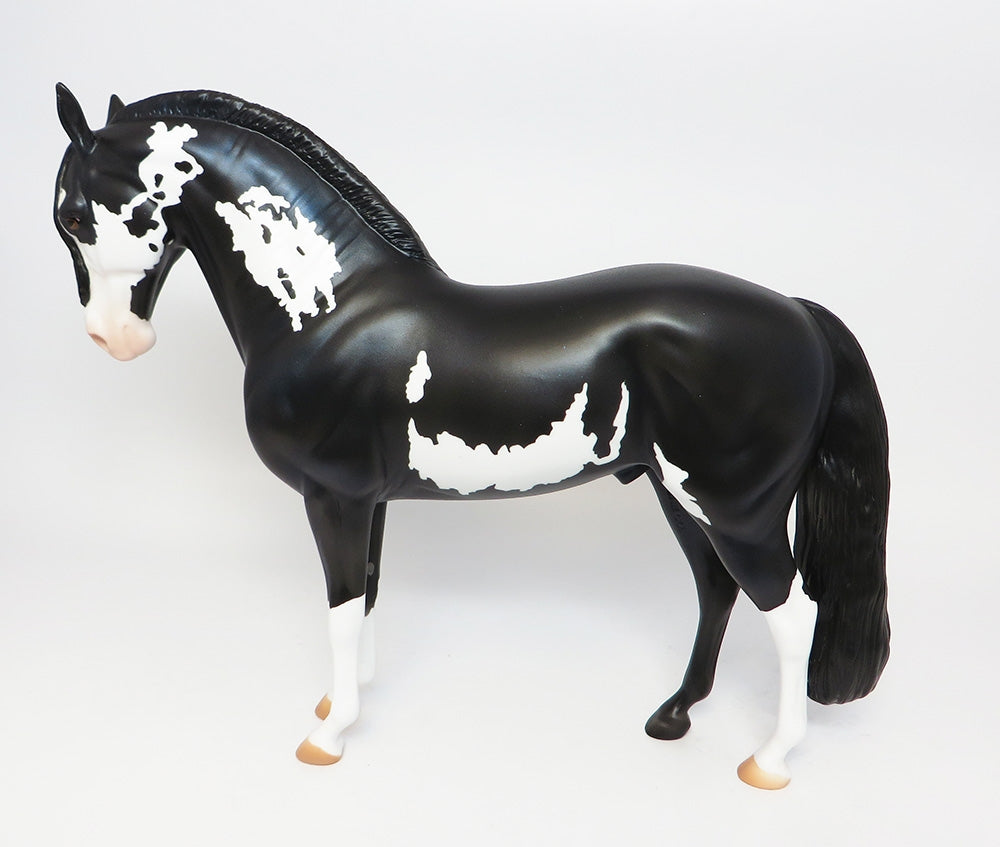 NOIR~LE-6 BLACK AND WHITE PINTO ANDALUSIAN MODEL HORSE 10/19/17