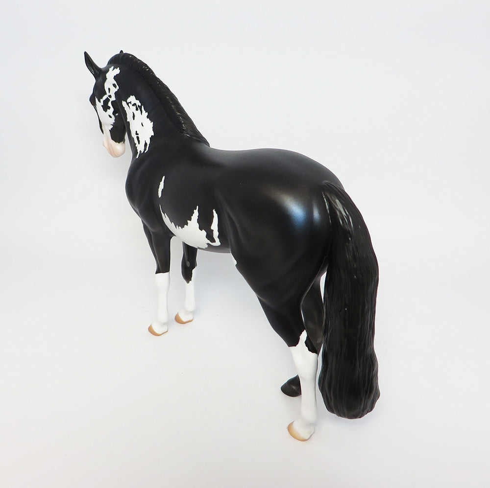 NOIR~LE-6 BLACK AND WHITE PINTO ANDALUSIAN MODEL HORSE 10/19/17