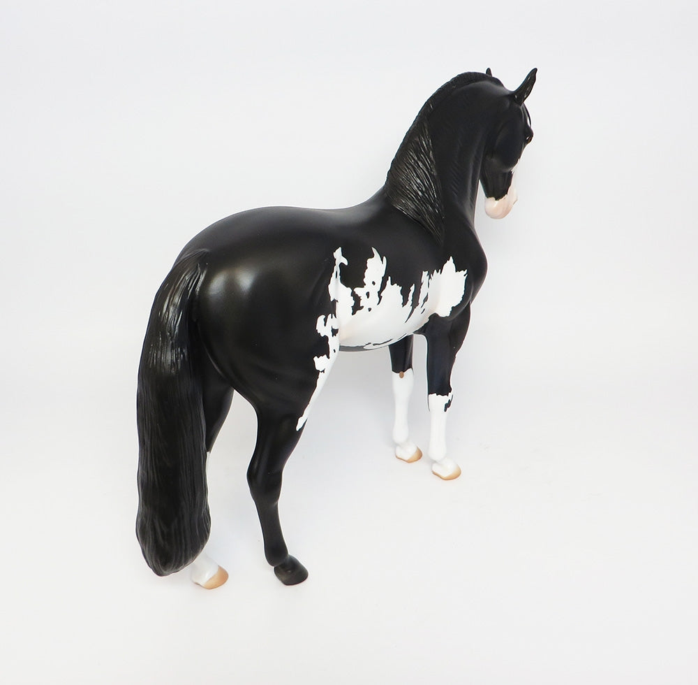 NOIR~LE-6 BLACK AND WHITE PINTO ANDALUSIAN MODEL HORSE 10/19/17