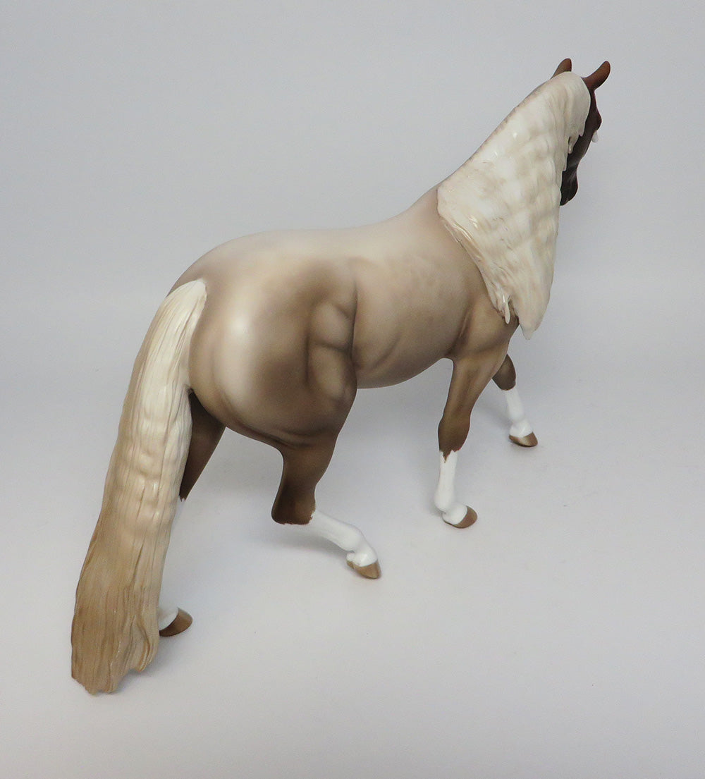 RAMBA-OOAK REVERSED SILVER BLACK PONY MODEL HORSE BY SHERYL LEISURE 4/13