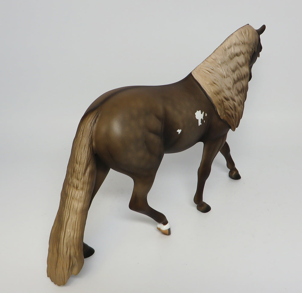 SHULTZ~OOAK DAPPLED LIVER CHESTNUT OVERO PONY MODEL HORSE 4/13