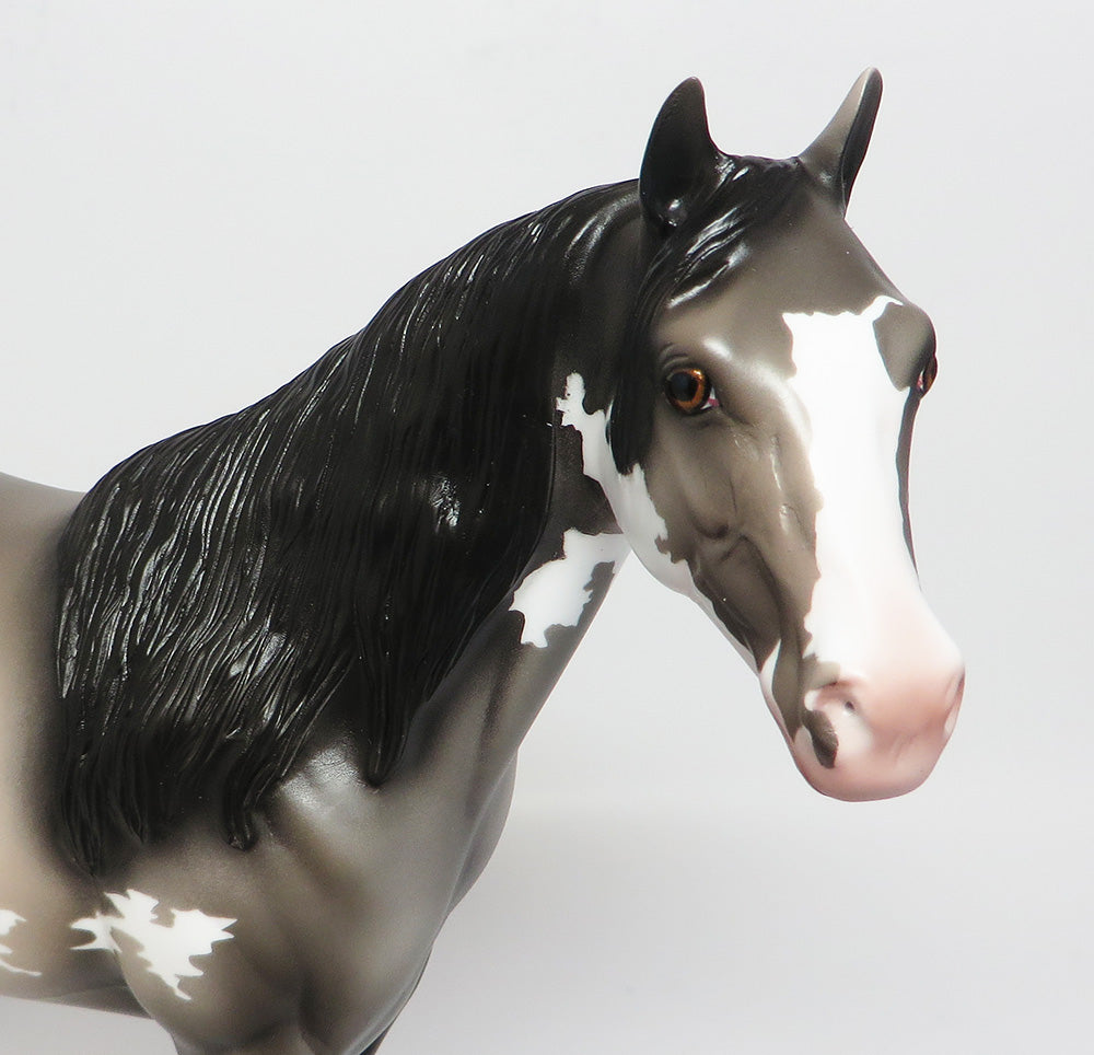 SMARTLY SPOTTED -OOAK GREY PINTO ISH MODEL HORSE 4/27