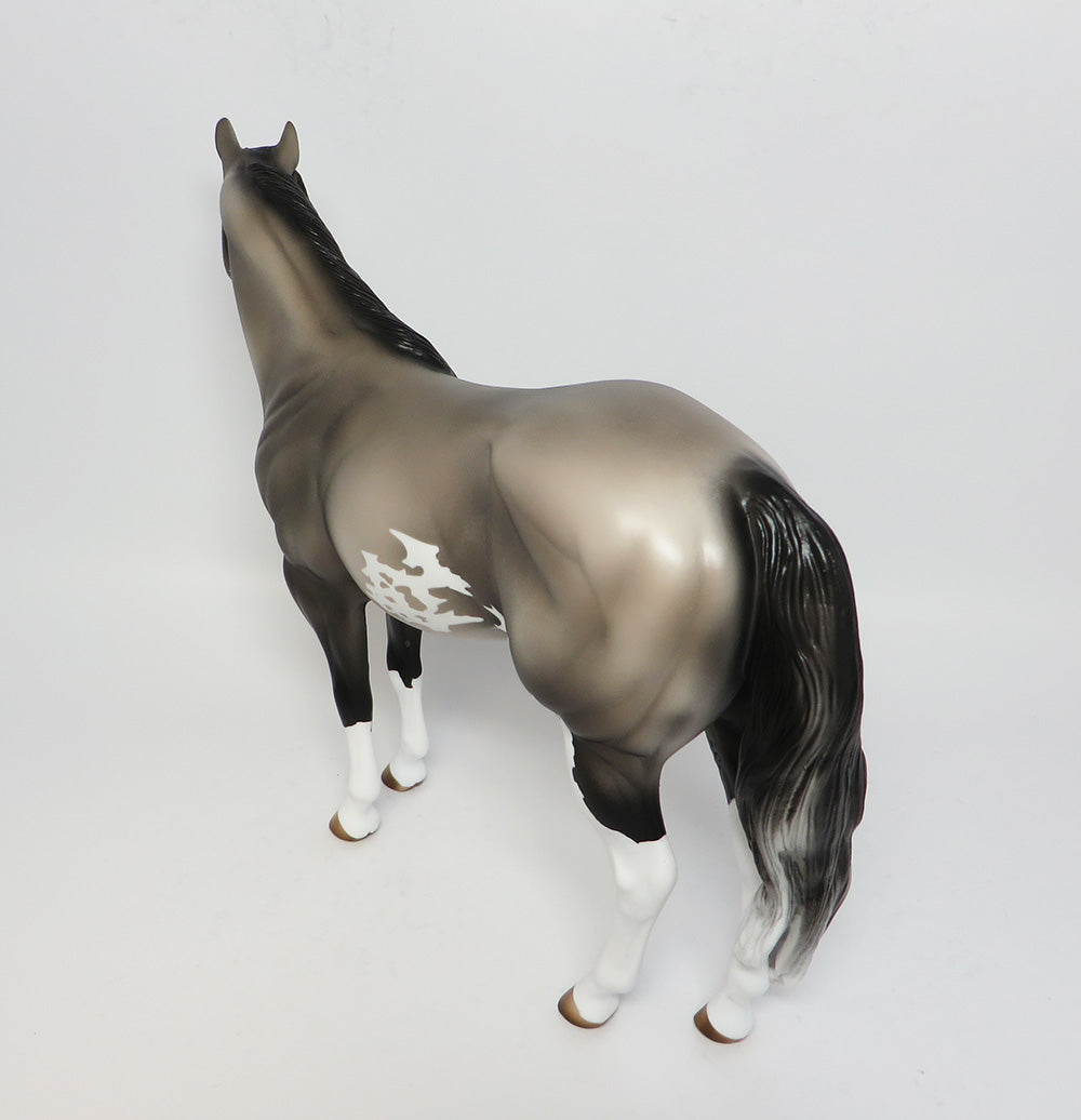 SMARTLY SPOTTED -OOAK GREY PINTO ISH MODEL HORSE 4/27
