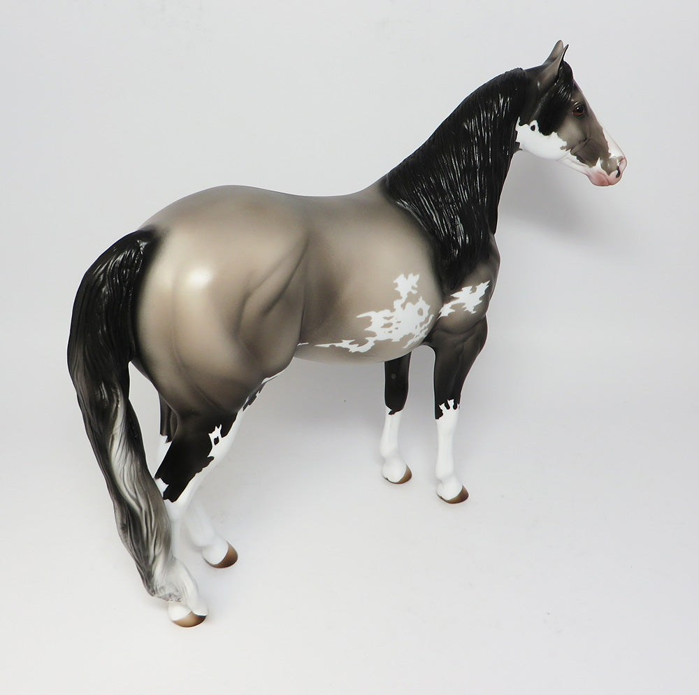 SMARTLY SPOTTED -OOAK GREY PINTO ISH MODEL HORSE 4/27