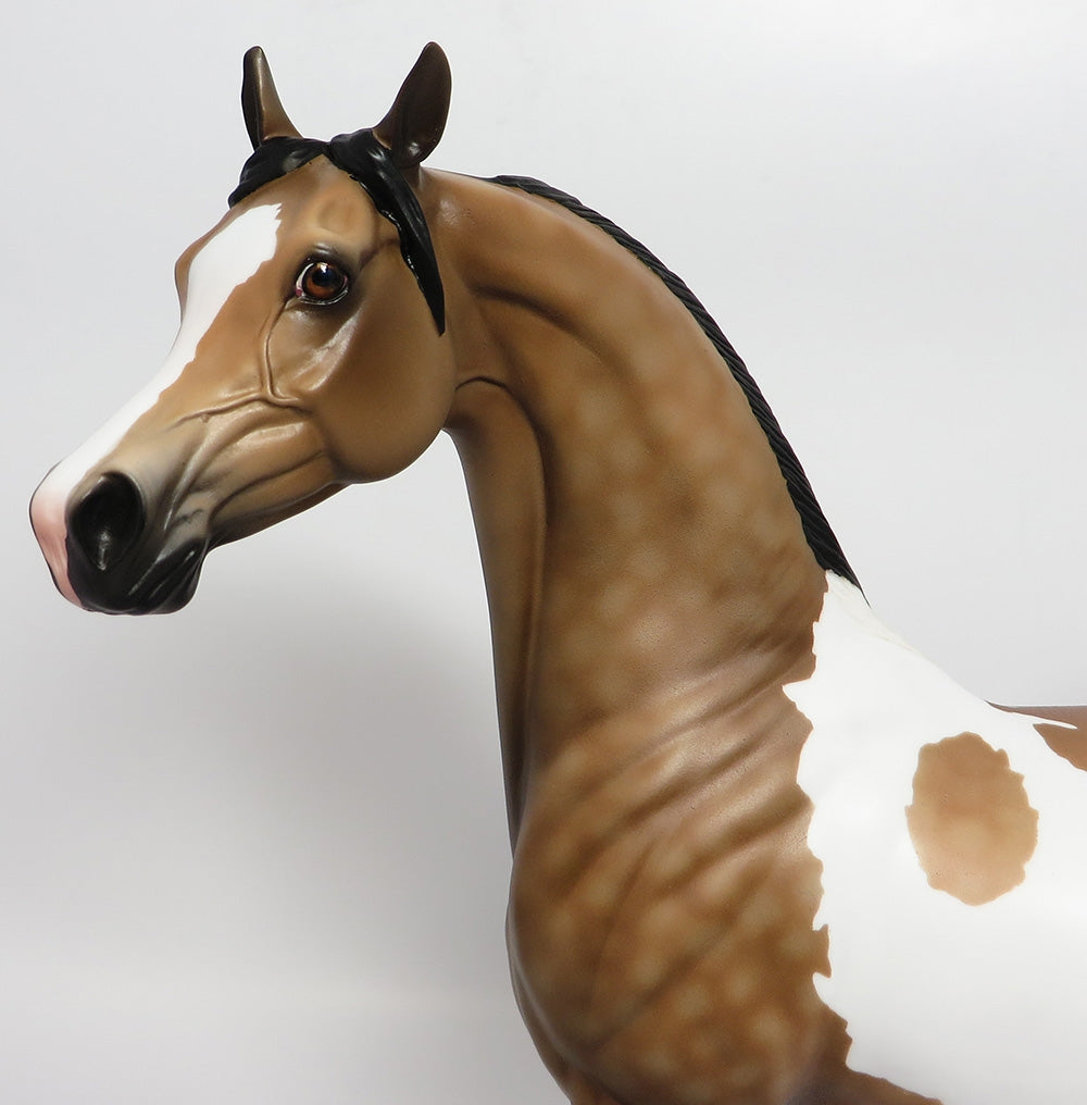 BECKAHM-OOAK CUSTOMIZED PINTO DAPPLE BUCKSKIN ARABIAN MODEL HORSE 10/24/17