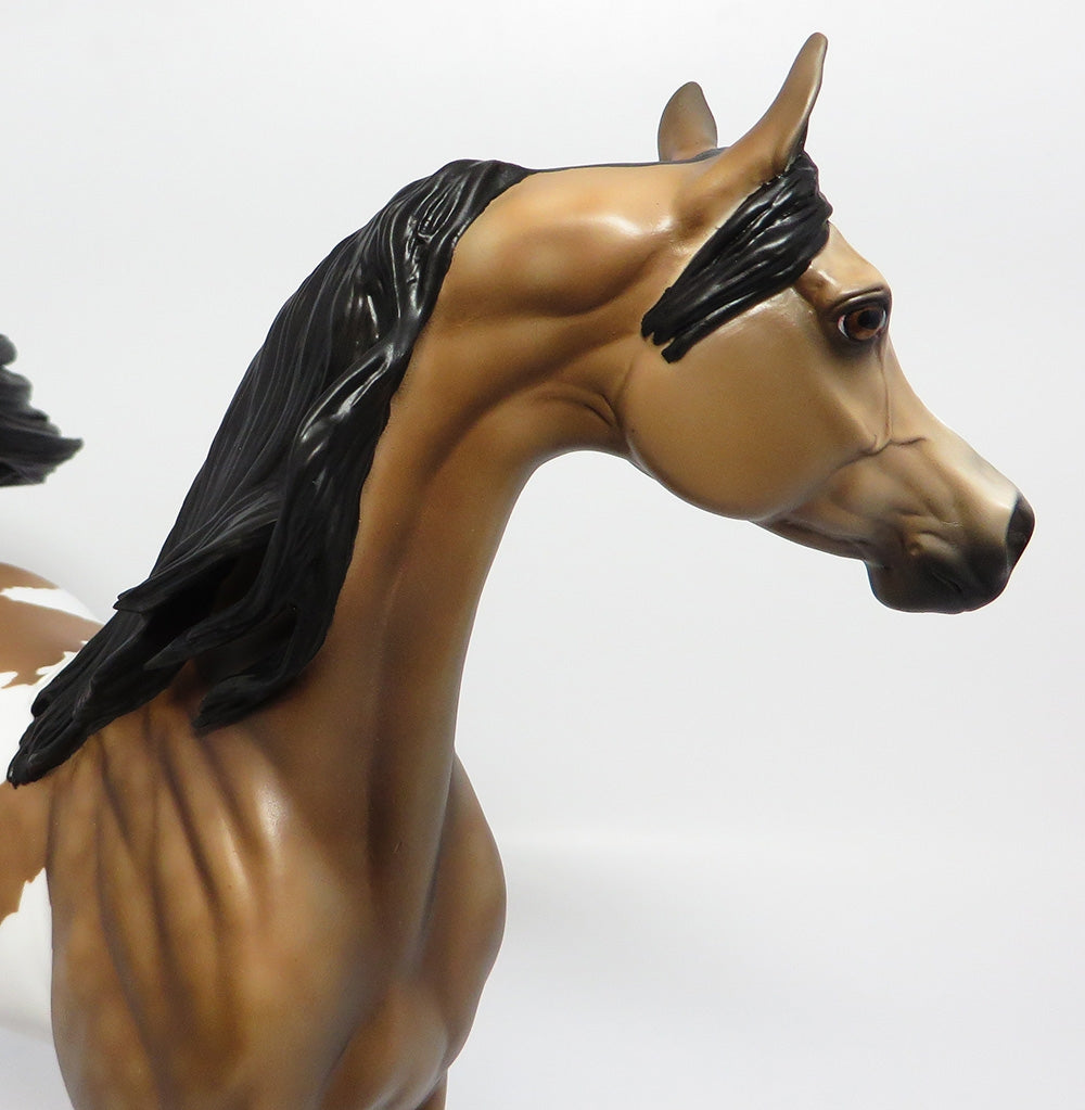 BECKAHM-OOAK CUSTOMIZED PINTO DAPPLE BUCKSKIN ARABIAN MODEL HORSE 10/24/17
