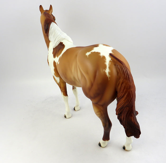 AIN'T TO LAZY-OOAK ETCHED RED DUN TOBIANO ISH  MODEL HORSE BY JULIE KEIM 11/18/16