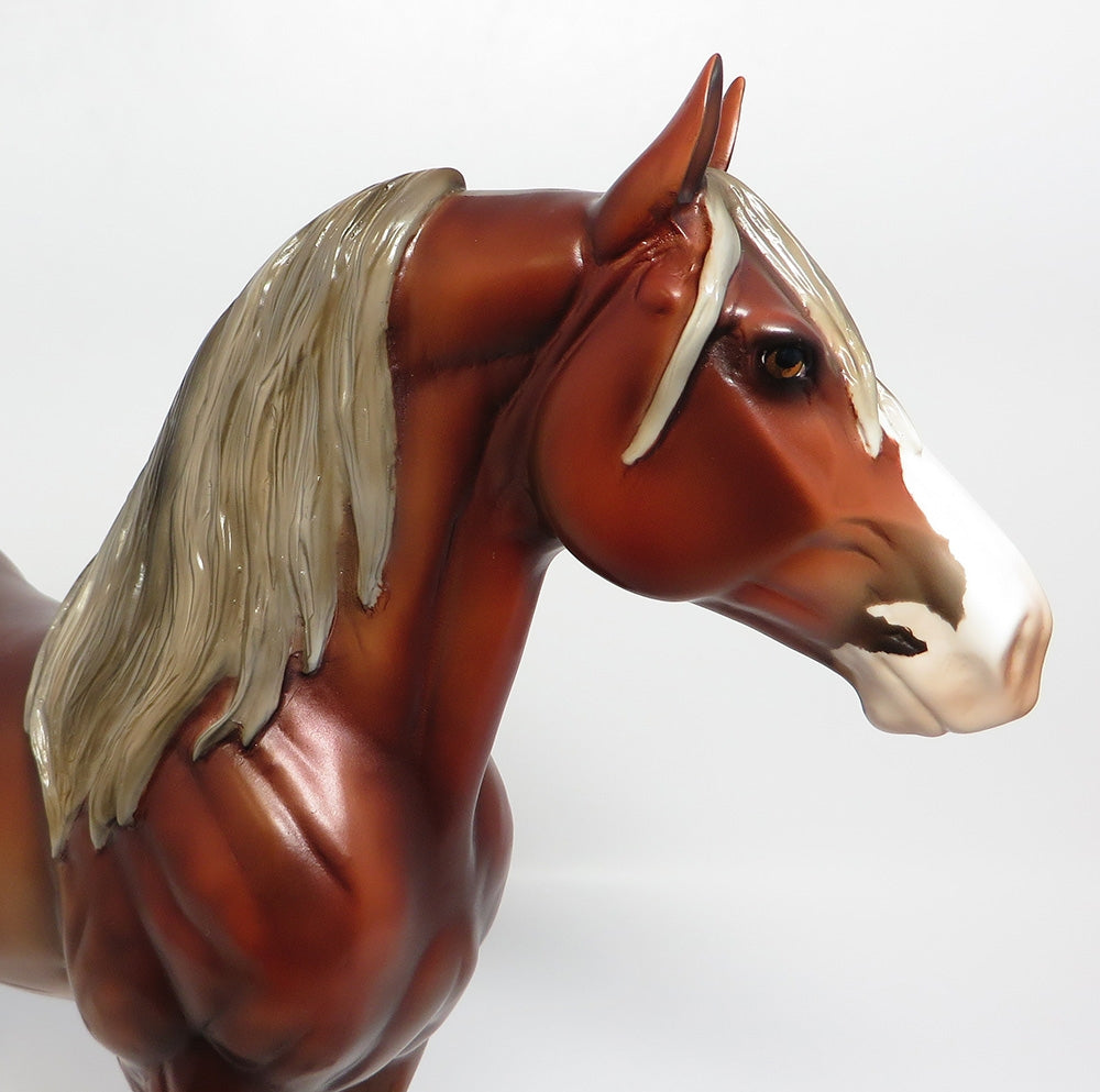 MARCELO~OOAK DAPPLE CHESTNUT STANDING DRAFTER MODEL HORSE 10/26/17