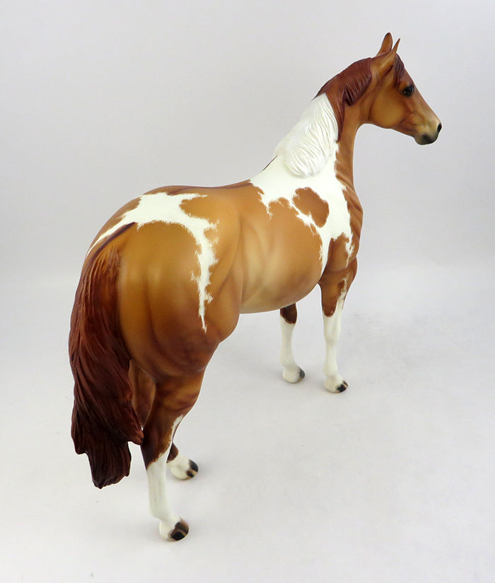 AIN'T TO LAZY-OOAK ETCHED RED DUN TOBIANO ISH  MODEL HORSE BY JULIE KEIM 11/18/16