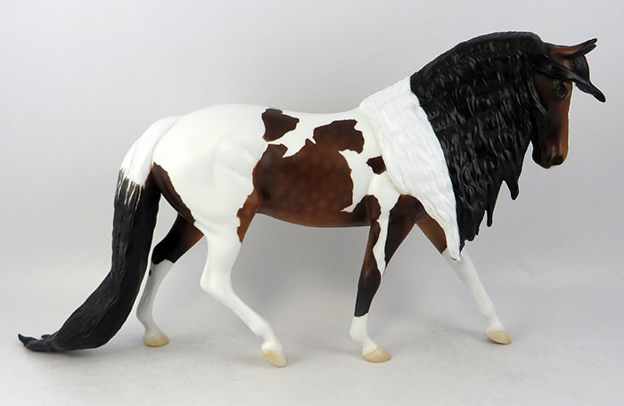 SAGINAW-OOAK DAPPLE BAY PAINT LONG MANE AND PUDDLE TAIL PONY MODEL HORSE 11/22/16