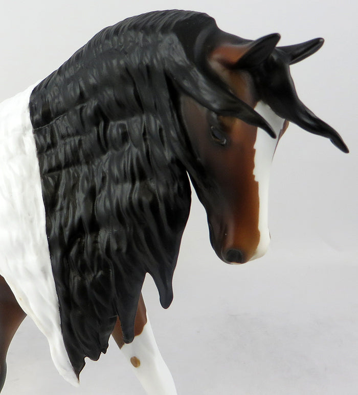 SAGINAW-OOAK DAPPLE BAY PAINT LONG MANE AND PUDDLE TAIL PONY MODEL HORSE 11/22/16