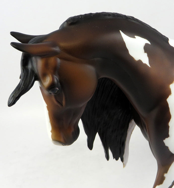 SAGINAW-OOAK DAPPLE BAY PAINT LONG MANE AND PUDDLE TAIL PONY MODEL HORSE 11/22/16