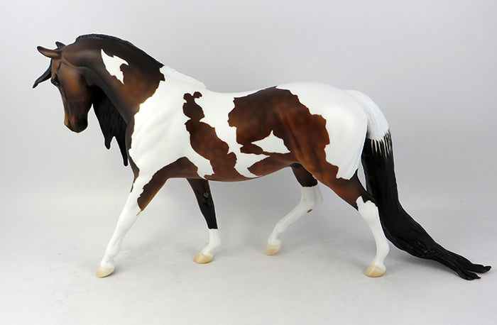 SAGINAW-OOAK DAPPLE BAY PAINT LONG MANE AND PUDDLE TAIL PONY MODEL HORSE 11/22/16