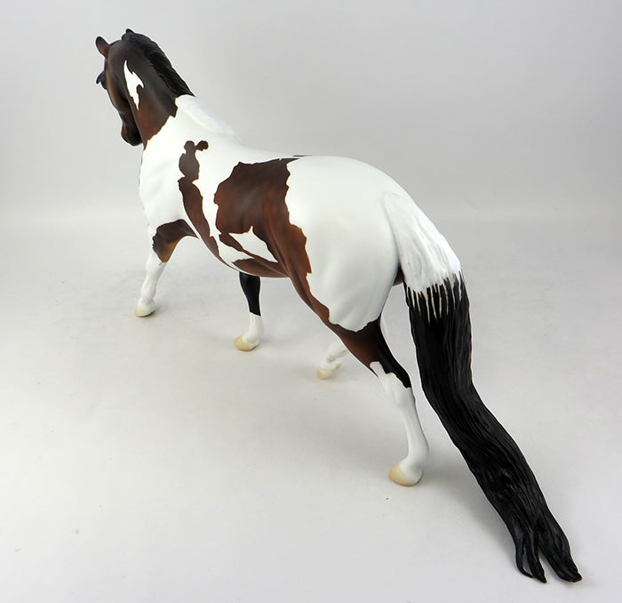 SAGINAW-OOAK DAPPLE BAY PAINT LONG MANE AND PUDDLE TAIL PONY MODEL HORSE 11/22/16