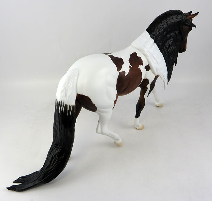 SAGINAW-OOAK DAPPLE BAY PAINT LONG MANE AND PUDDLE TAIL PONY MODEL HORSE 11/22/16
