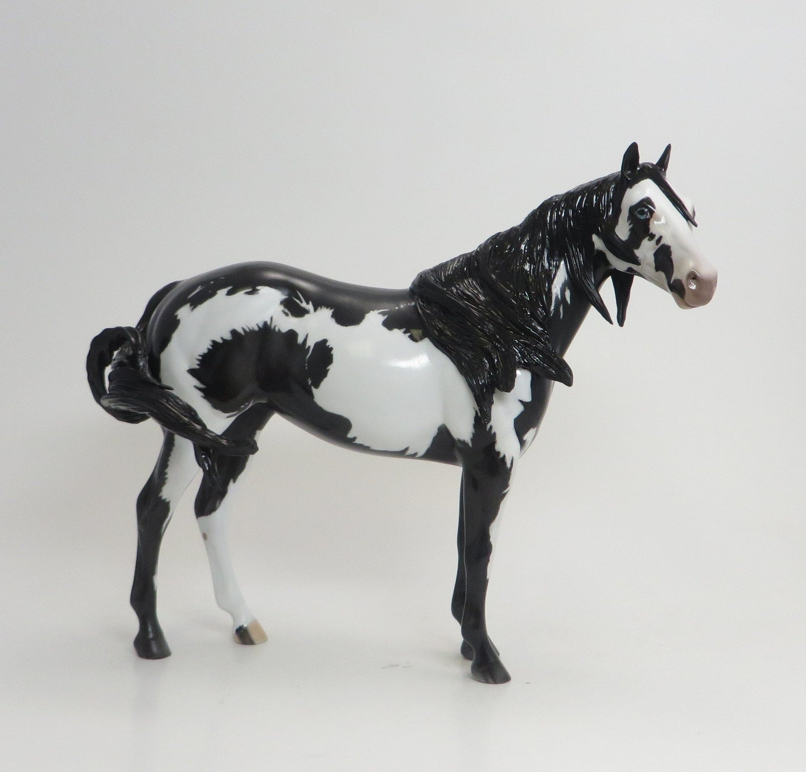 TESLA - OOAK Black Overo ISH Model Horse - 9/4