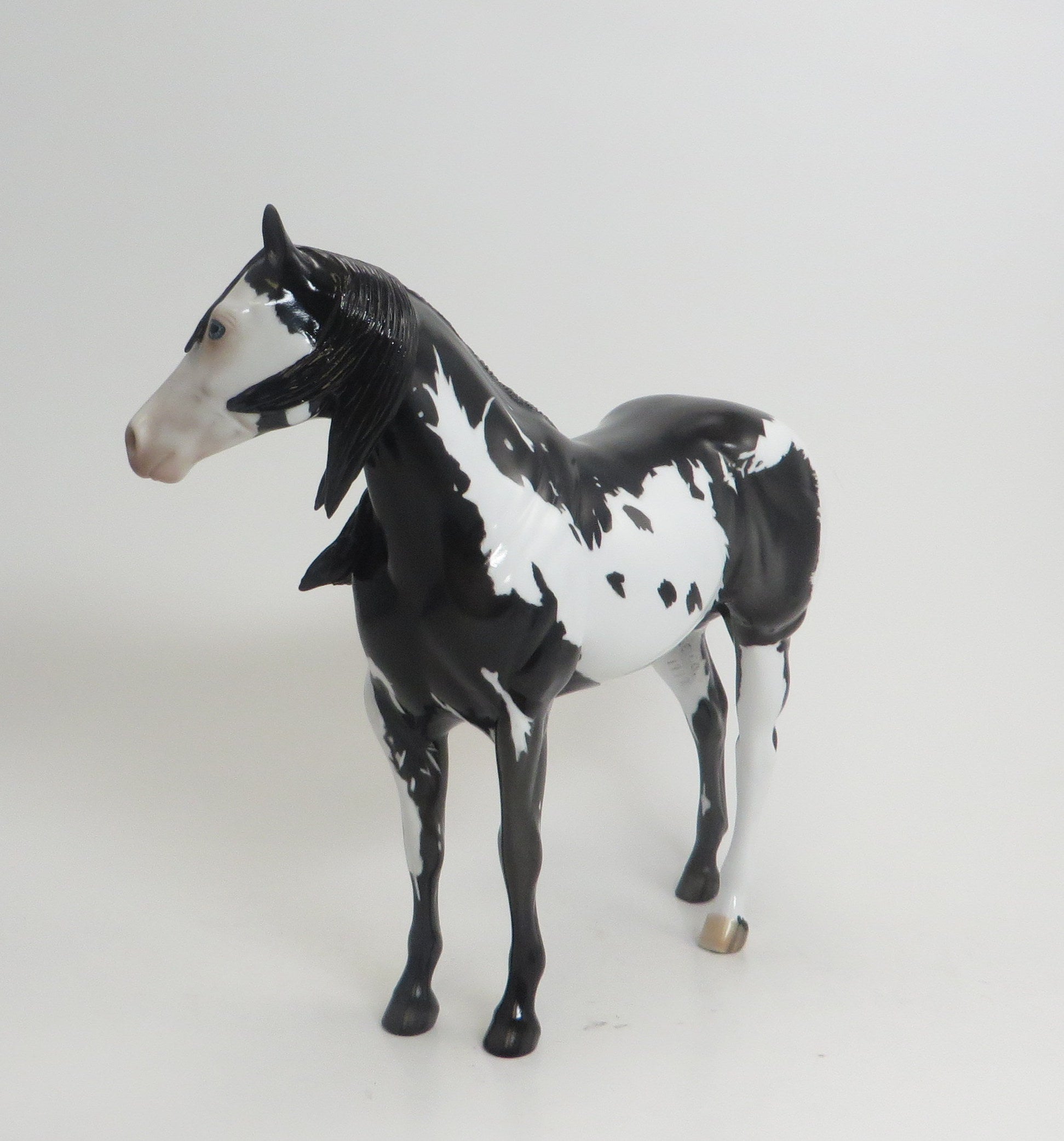 TESLA - OOAK Black Overo ISH Model Horse - 9/4
