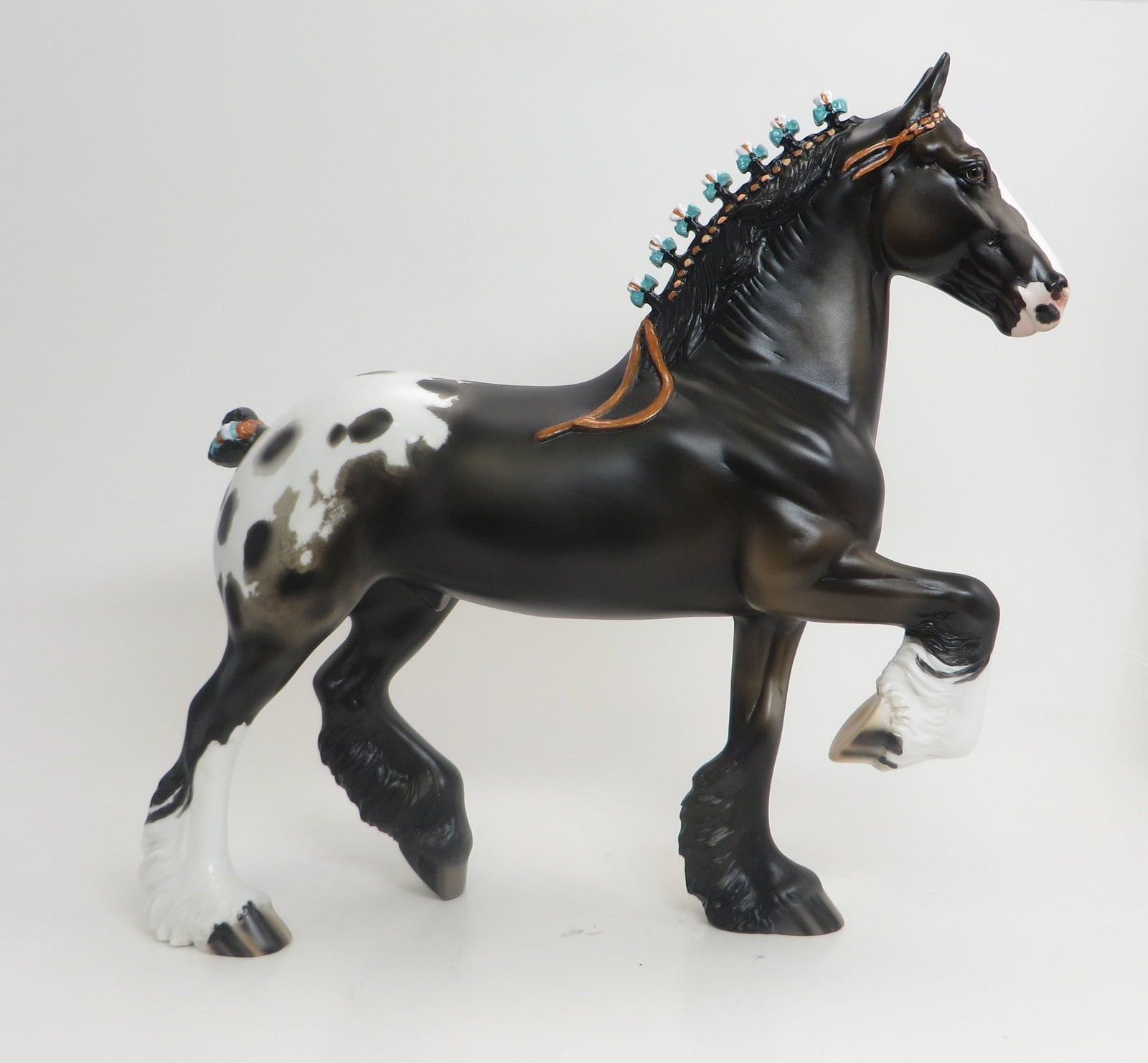 DIESEL- OOAK Black Appaloosa Trotting Drafter Model Horse - 9/4