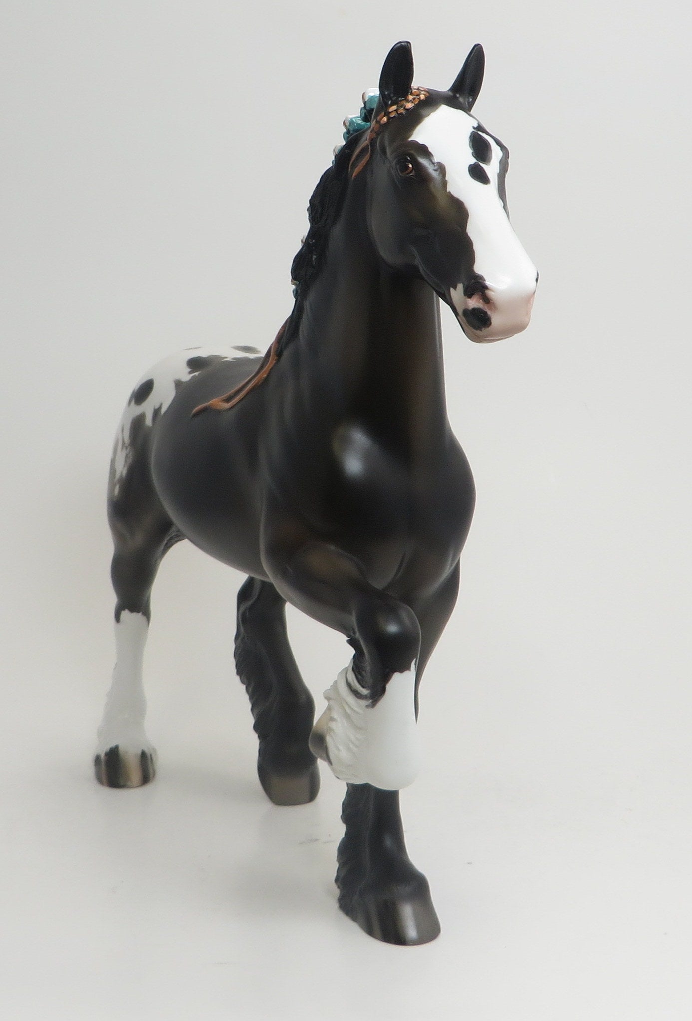 DIESEL- OOAK Black Appaloosa Trotting Drafter Model Horse - 9/4