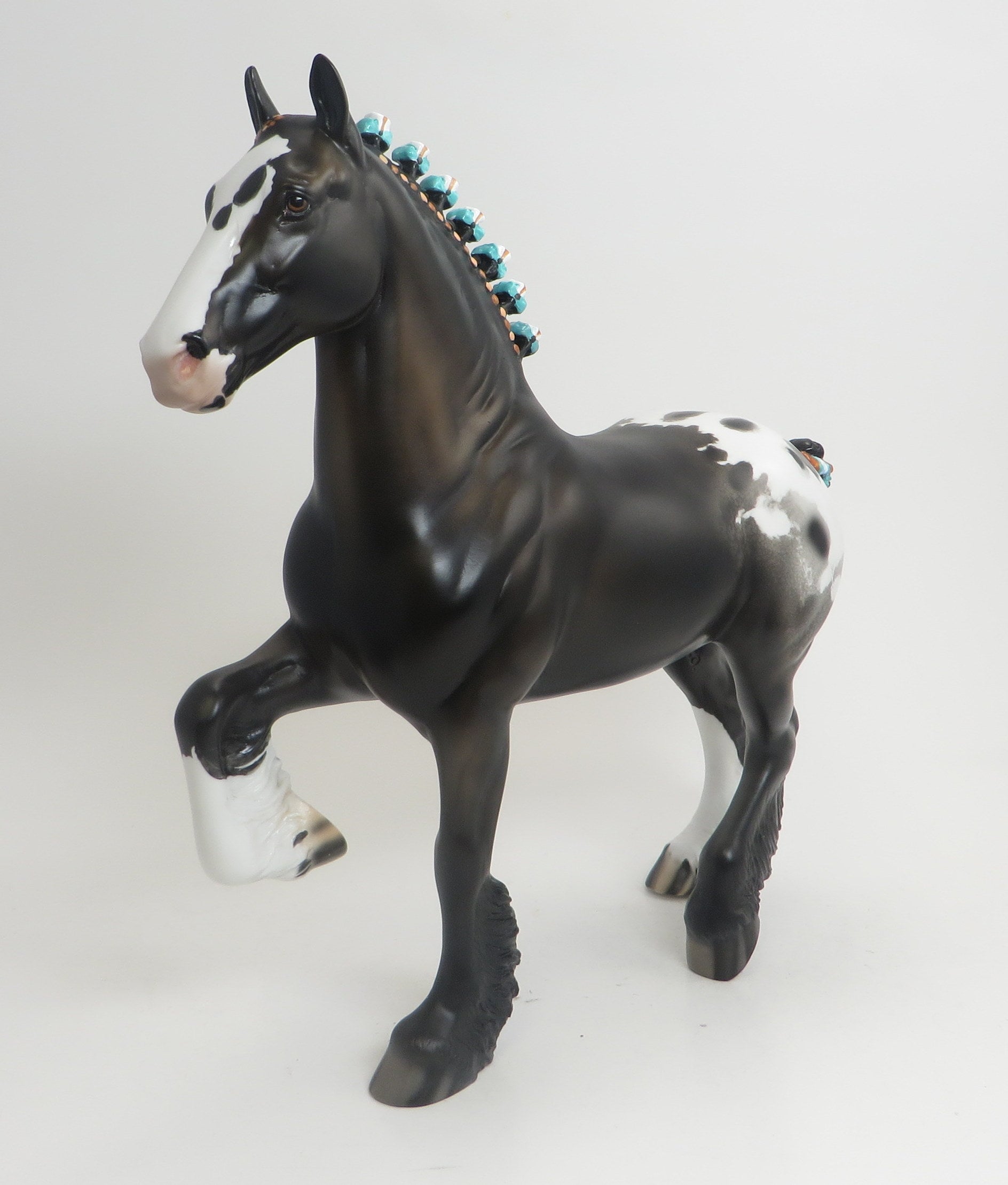 DIESEL- OOAK Black Appaloosa Trotting Drafter Model Horse - 9/4