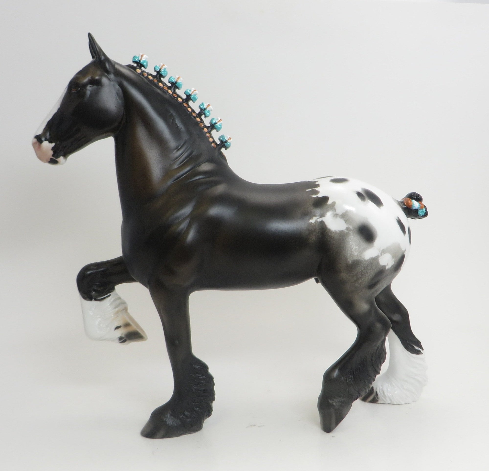 DIESEL- OOAK Black Appaloosa Trotting Drafter Model Horse - 9/4
