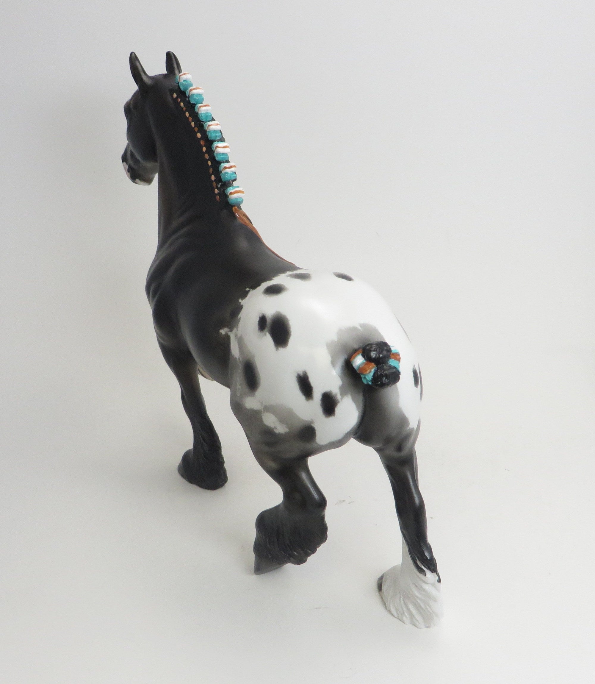 DIESEL- OOAK Black Appaloosa Trotting Drafter Model Horse - 9/4